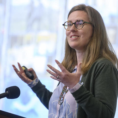 Christina Warinner presenting her research at the 2023 Star-Friedman Challenge Event