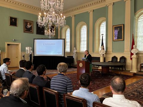 Dean Hopi Hoekstra speaks at the beginning of the event.